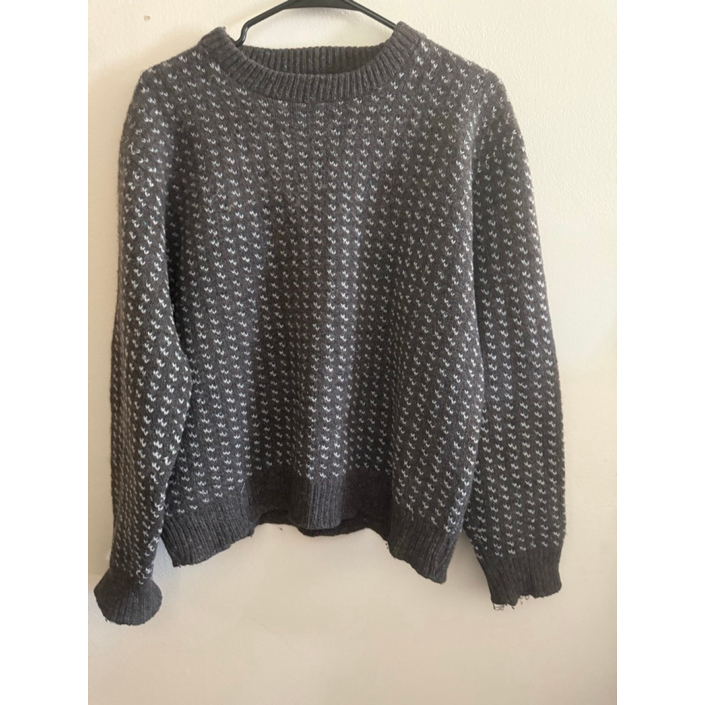 Men's Alps Charcoal White Crewneck Sweater XL